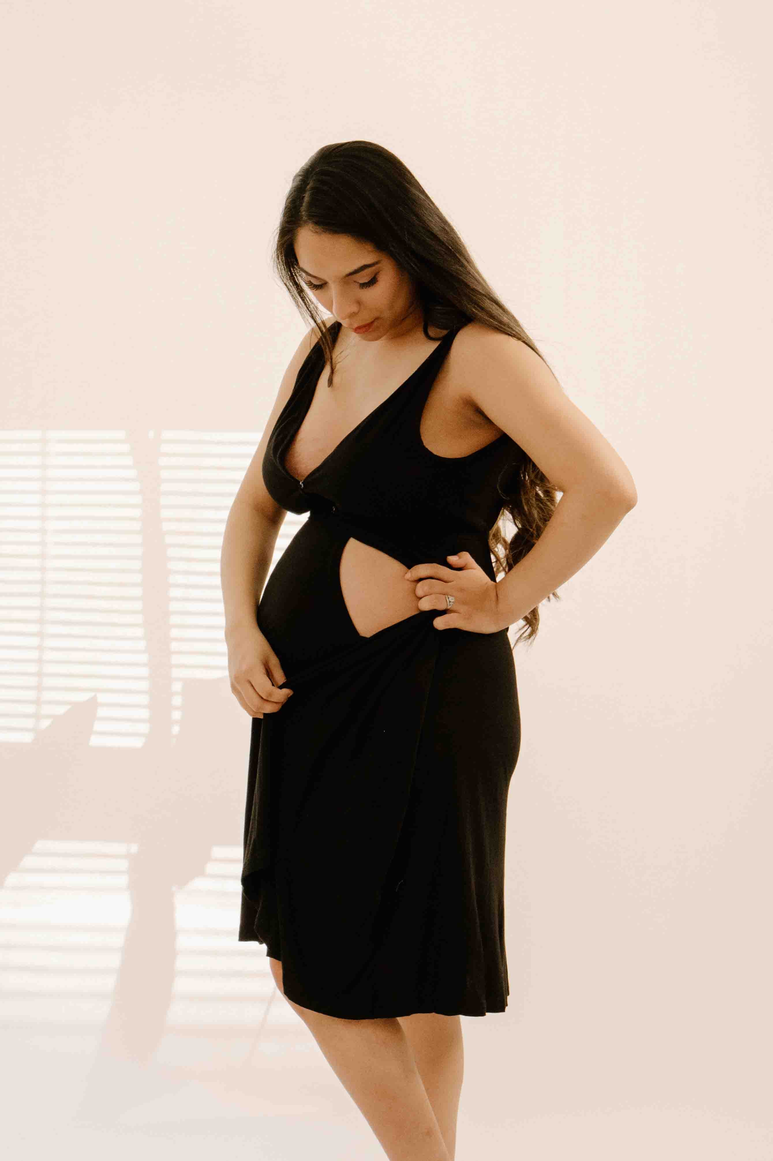 Juliet Labor & Postpartum Gown in Black-Limited Time - Image 2