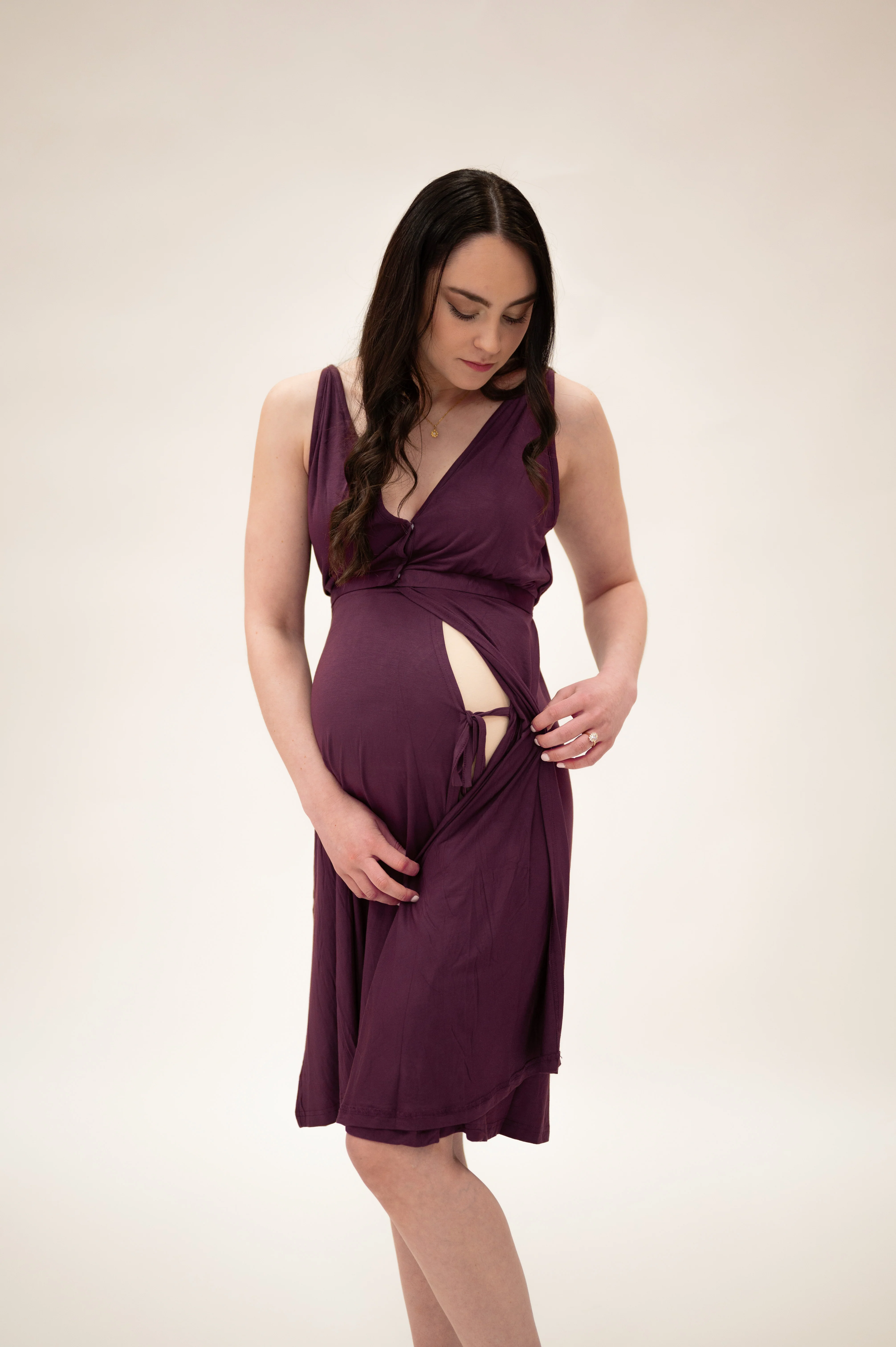 Juliet Labor & Postpartum Gown in Plum-Limited Time - Image 3
