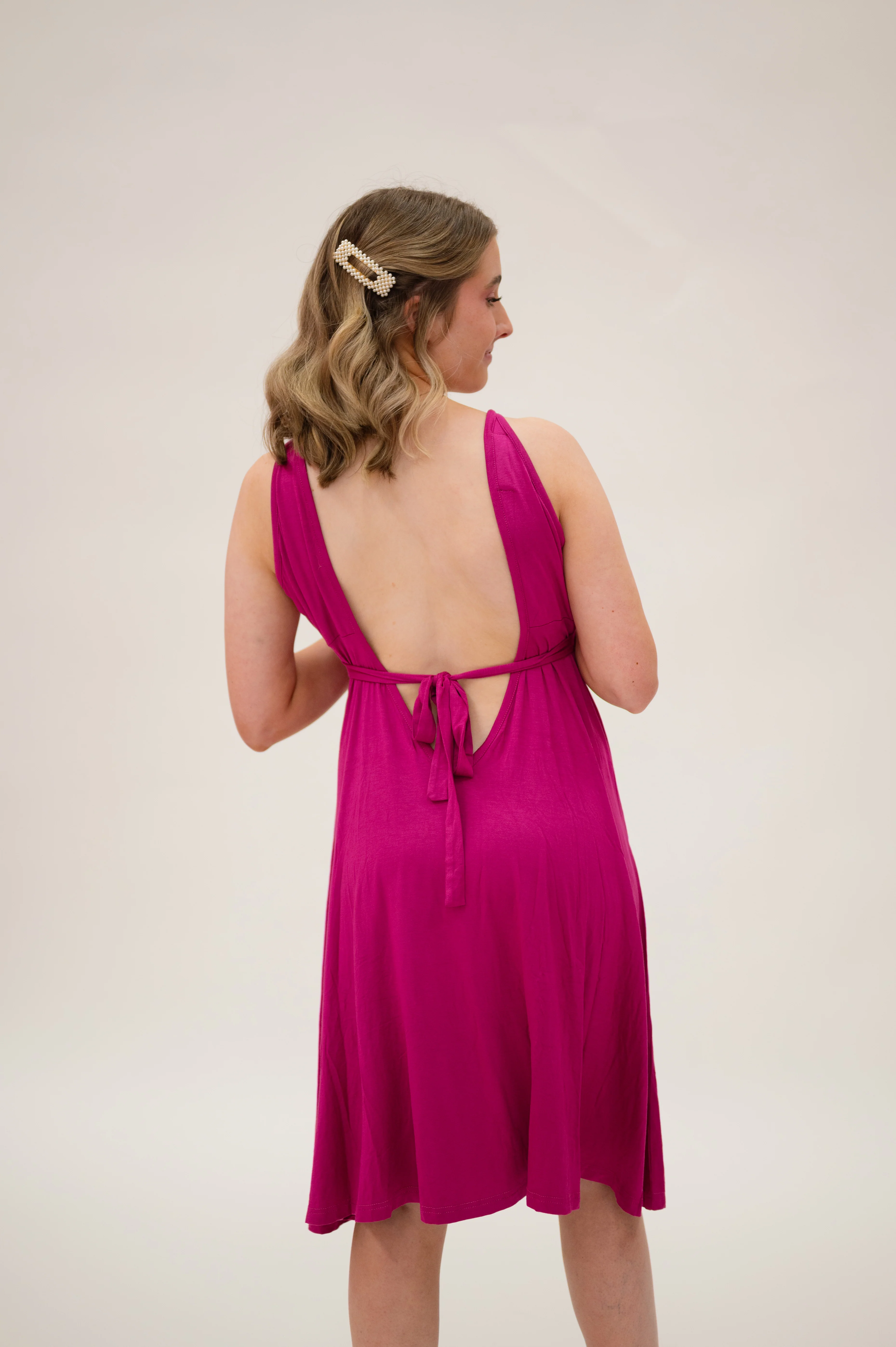 Juliet Labor & Postpartum Gown in Raspberry Red-Limited Time - Image 9
