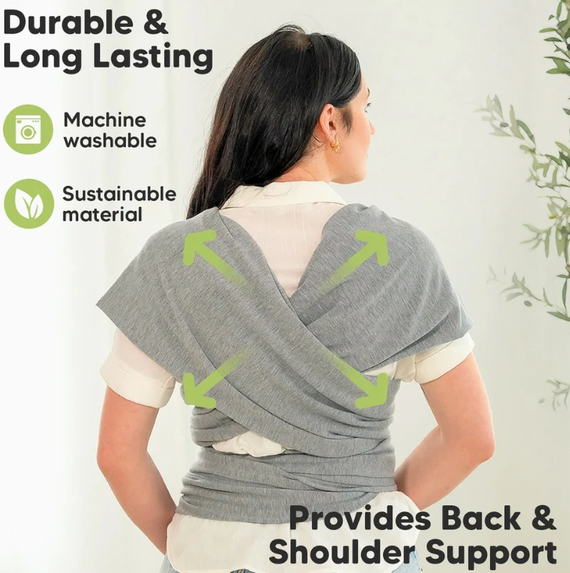 KeaBabies Original Baby Wrap Carrier (Classic Grey) - Image 3