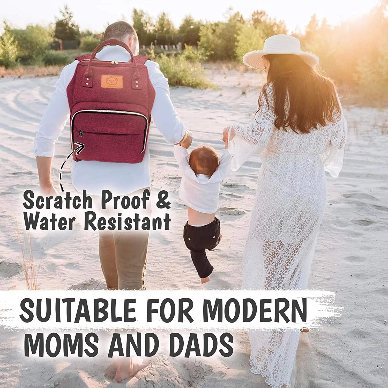 KeaBabies Original Diaper Bag Backpack (Wine Red) - Image 8