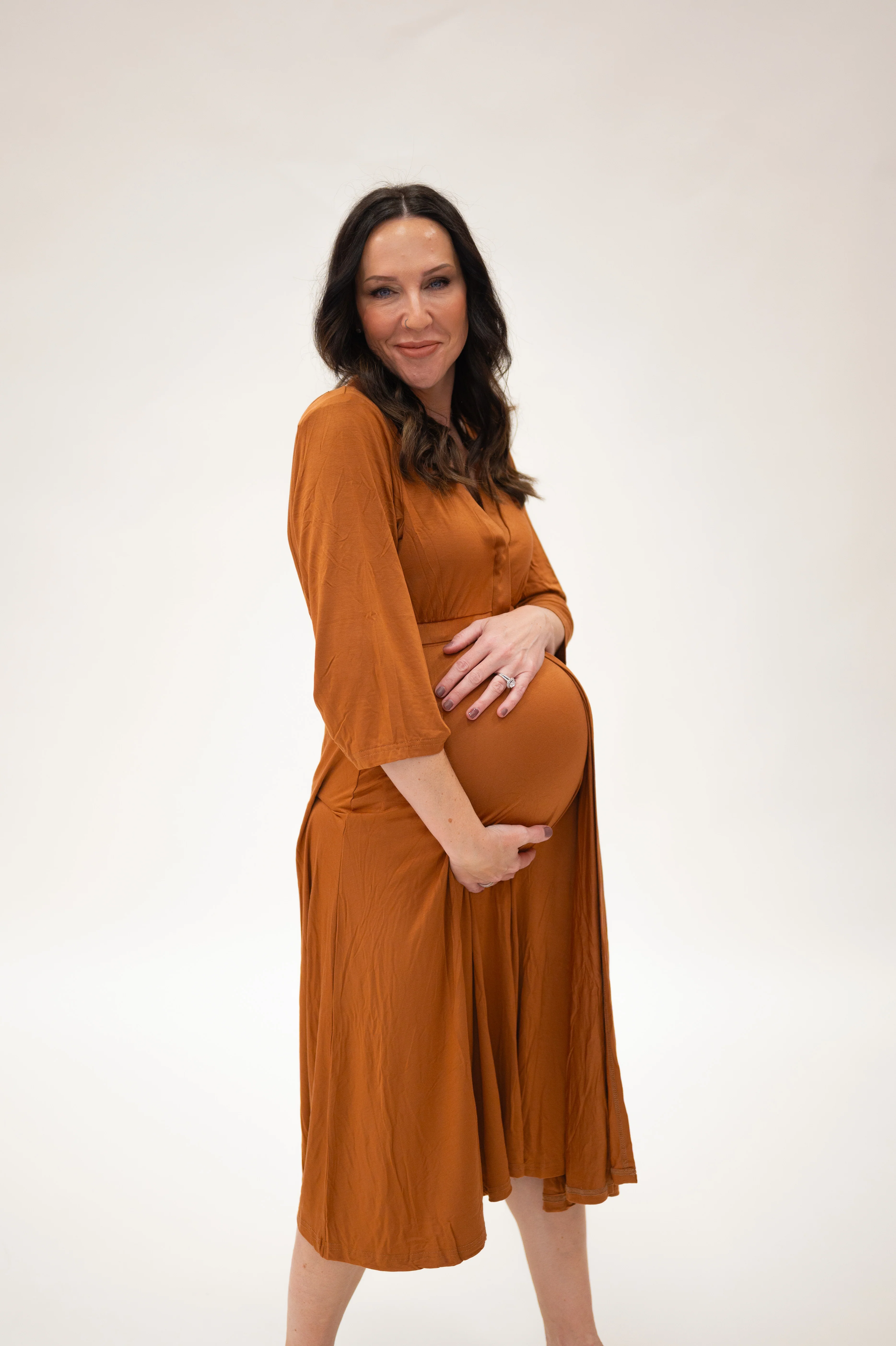 Lila Labor & Postpartum Gown in Burnt Orange - Image 2