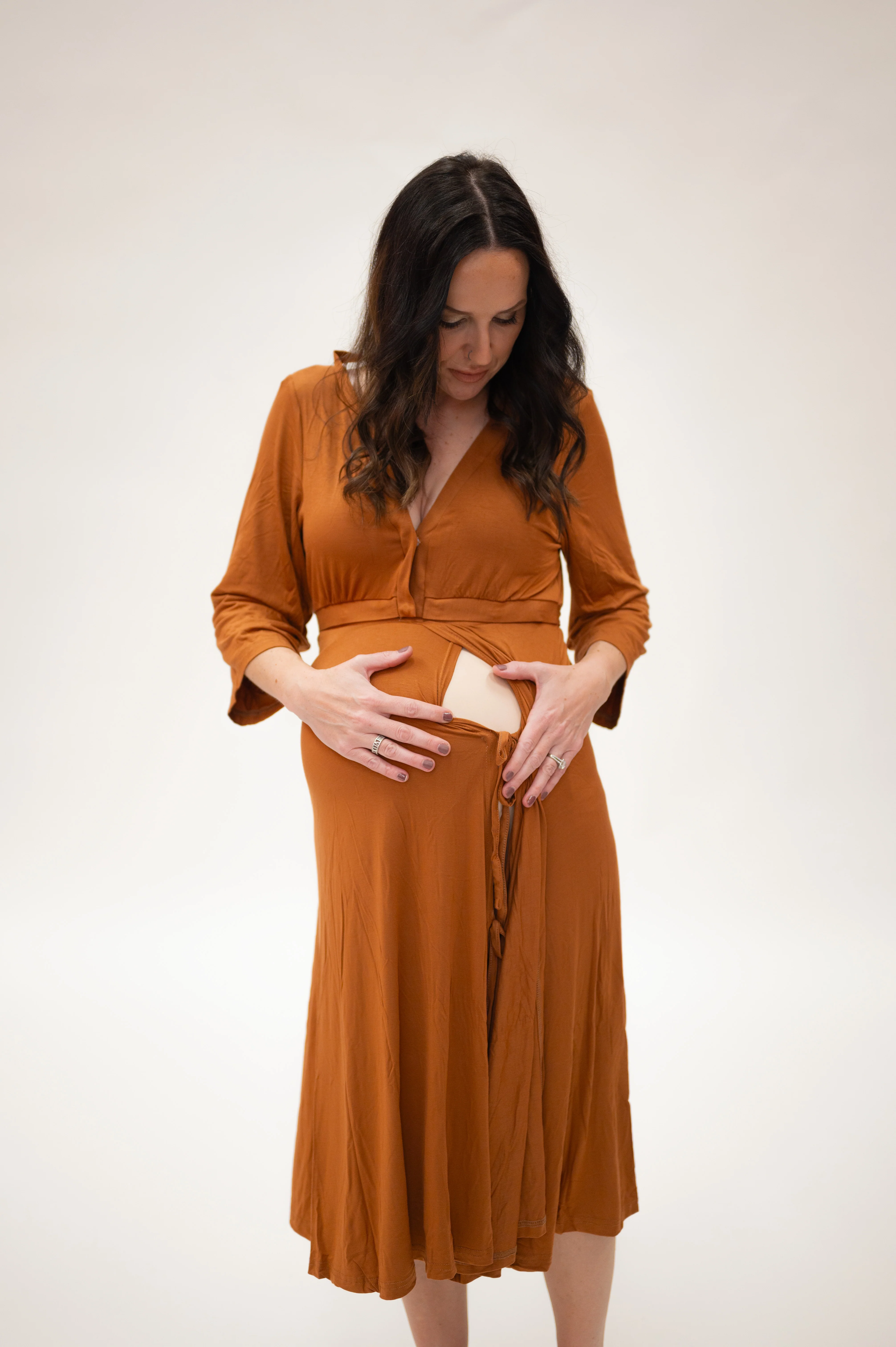 Lila Labor & Postpartum Gown in Burnt Orange - Image 4