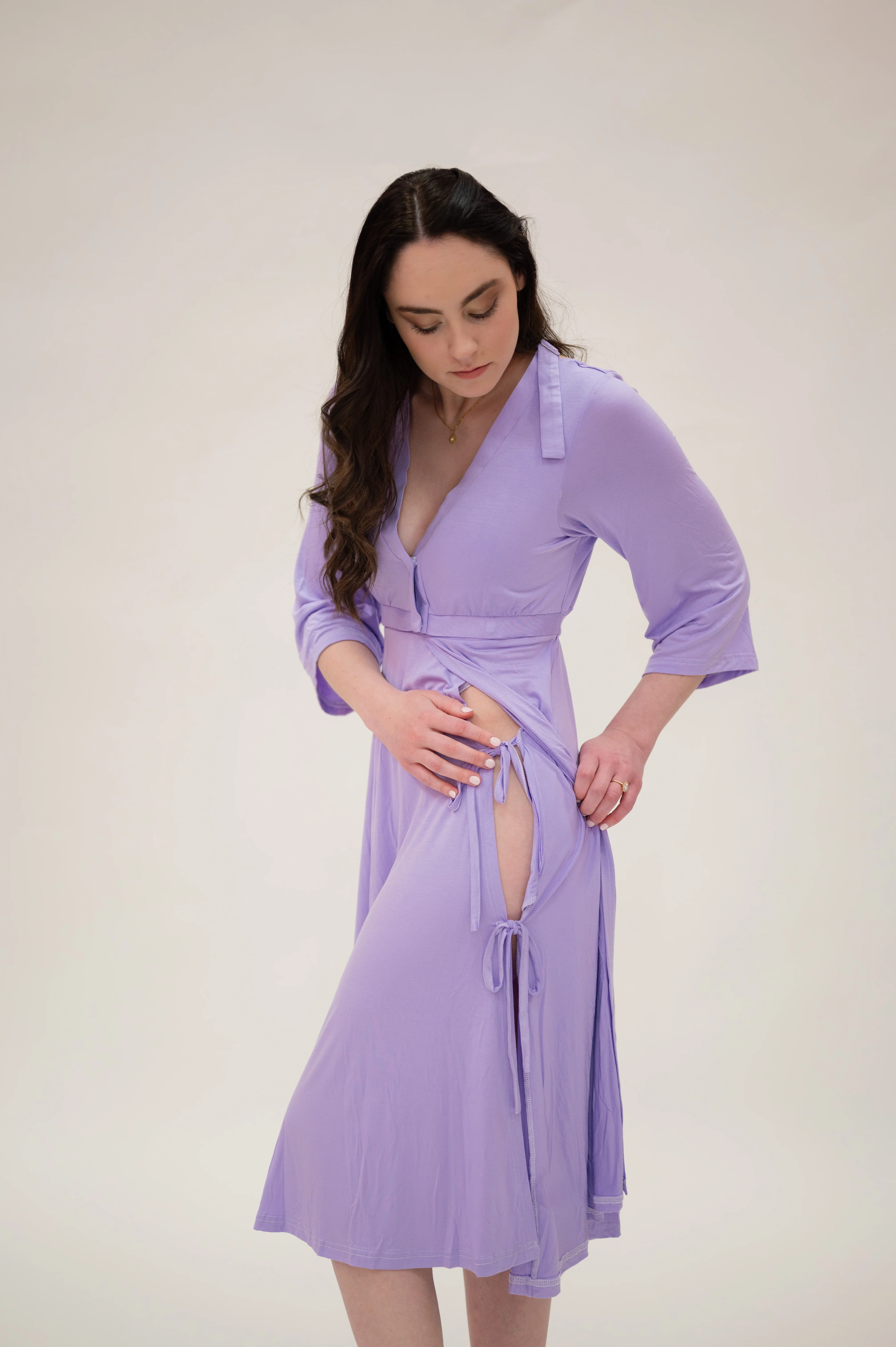 Lila Labor & Postpartum Gown in Lilac - Image 5