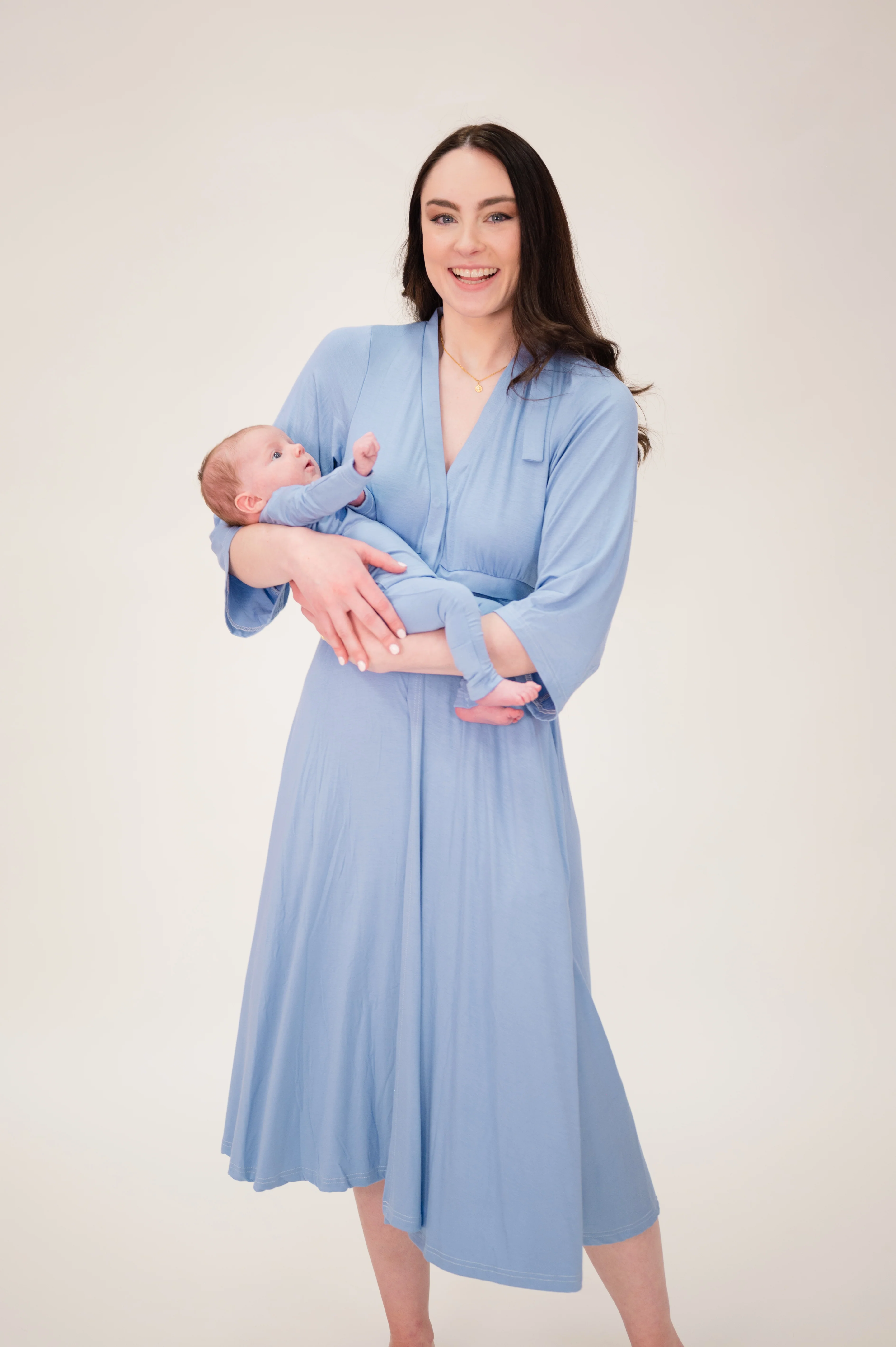 Lila Labor & Postpartum Gown in Periwinkle Blue - Image 6