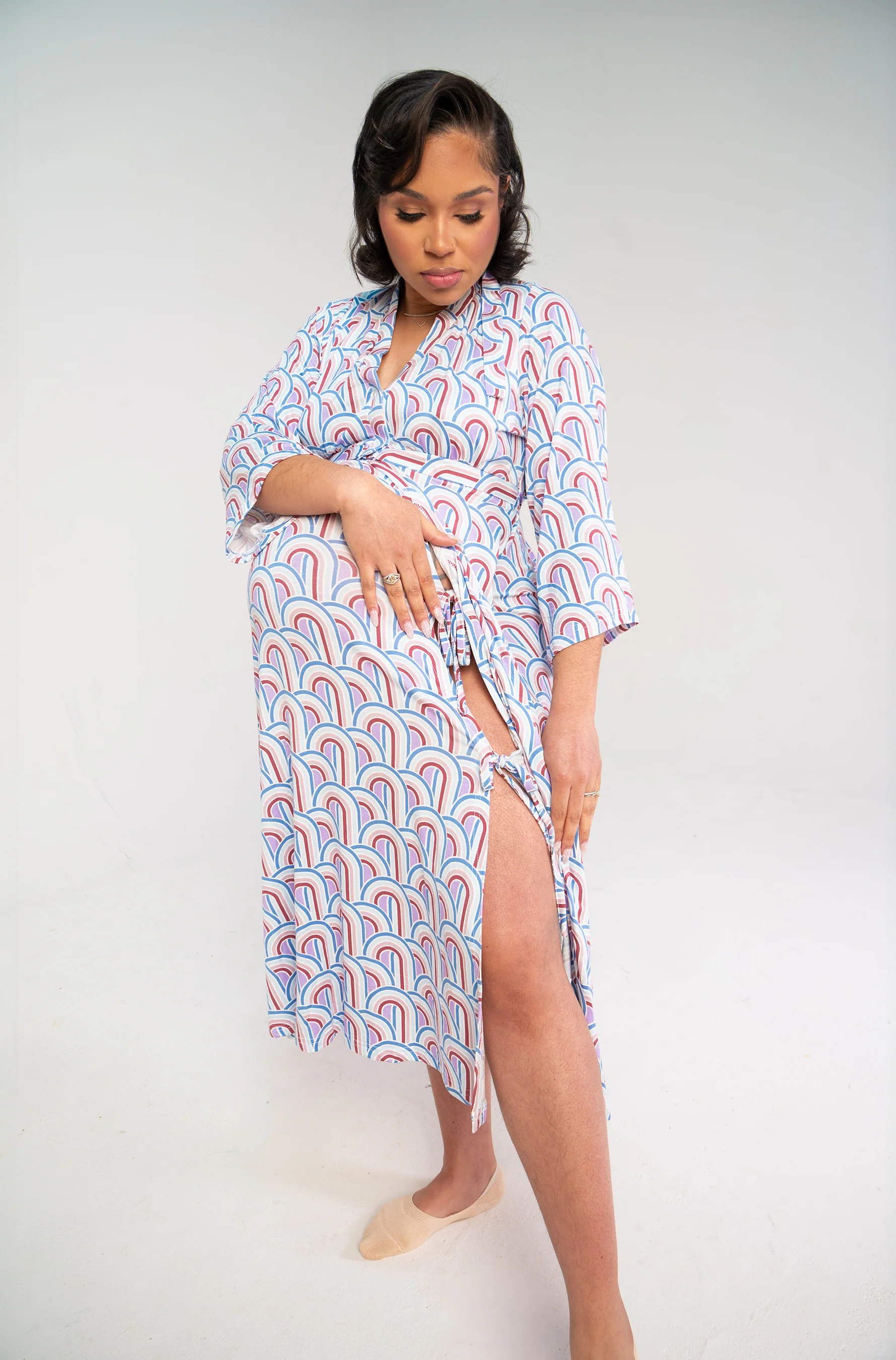 Lila Labor & Postpartum Gown in Rainbow - Image 5
