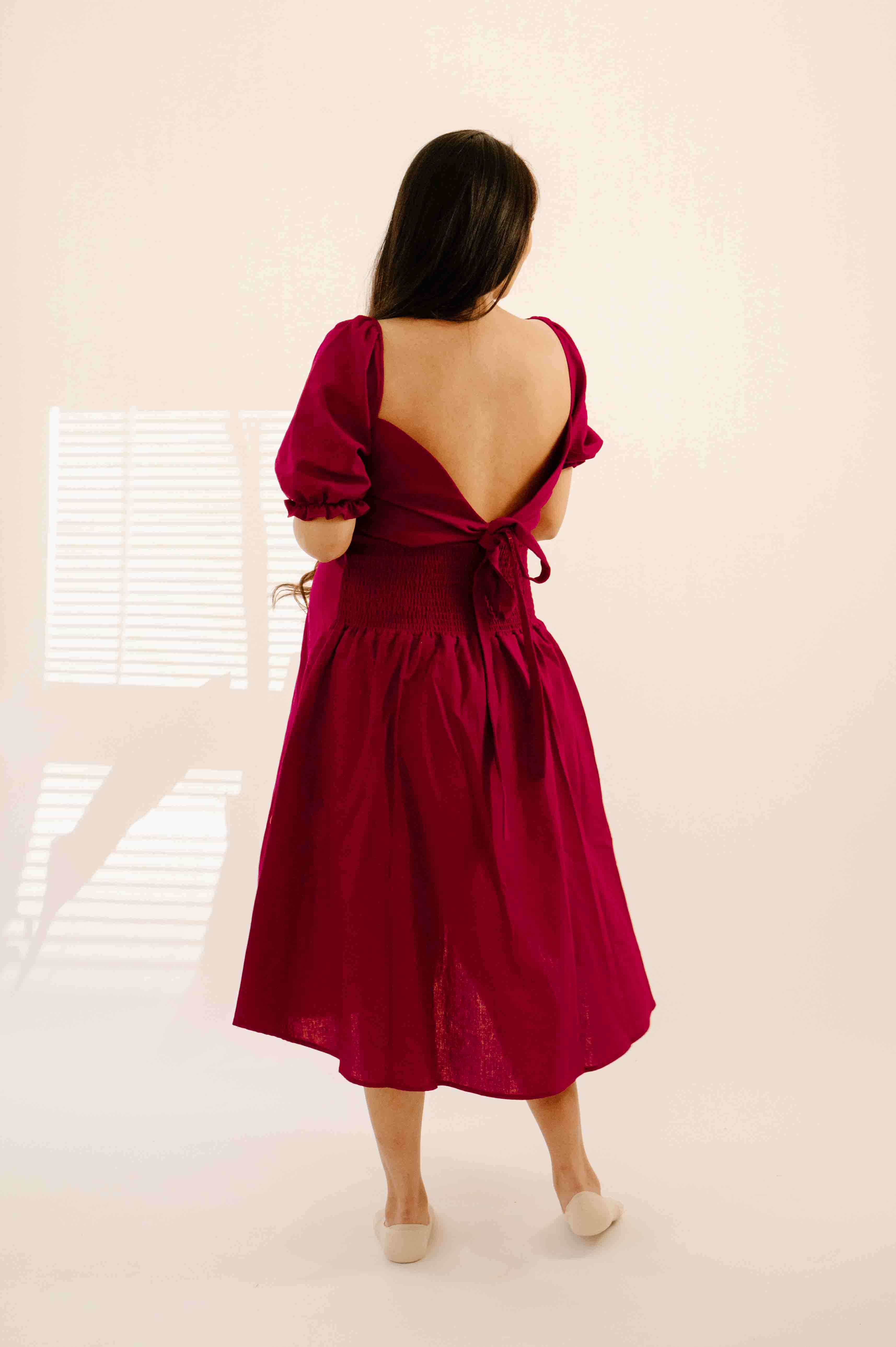 Selena Dress in Merlot - Image 3