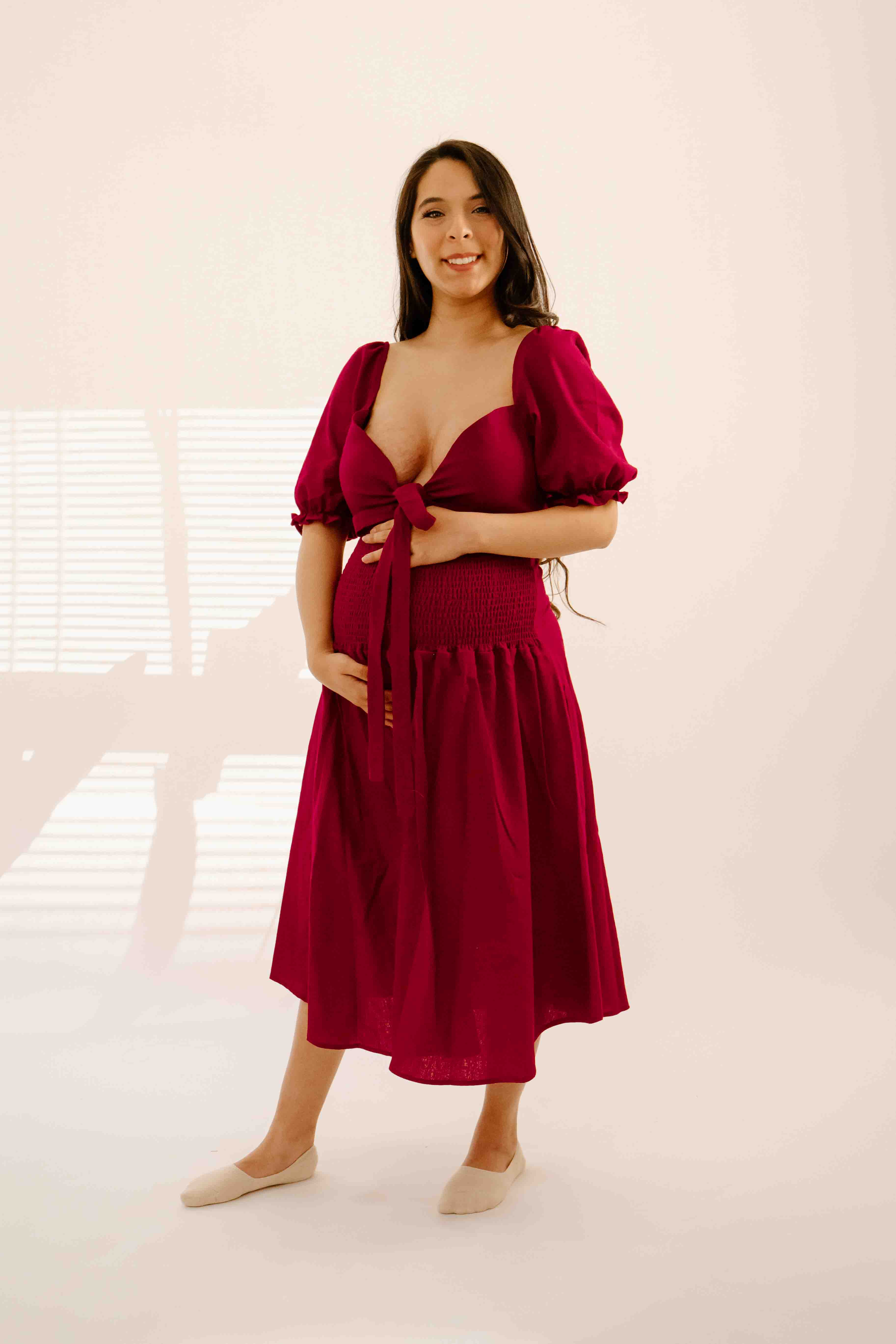 Selena Dress in Merlot - Image 4