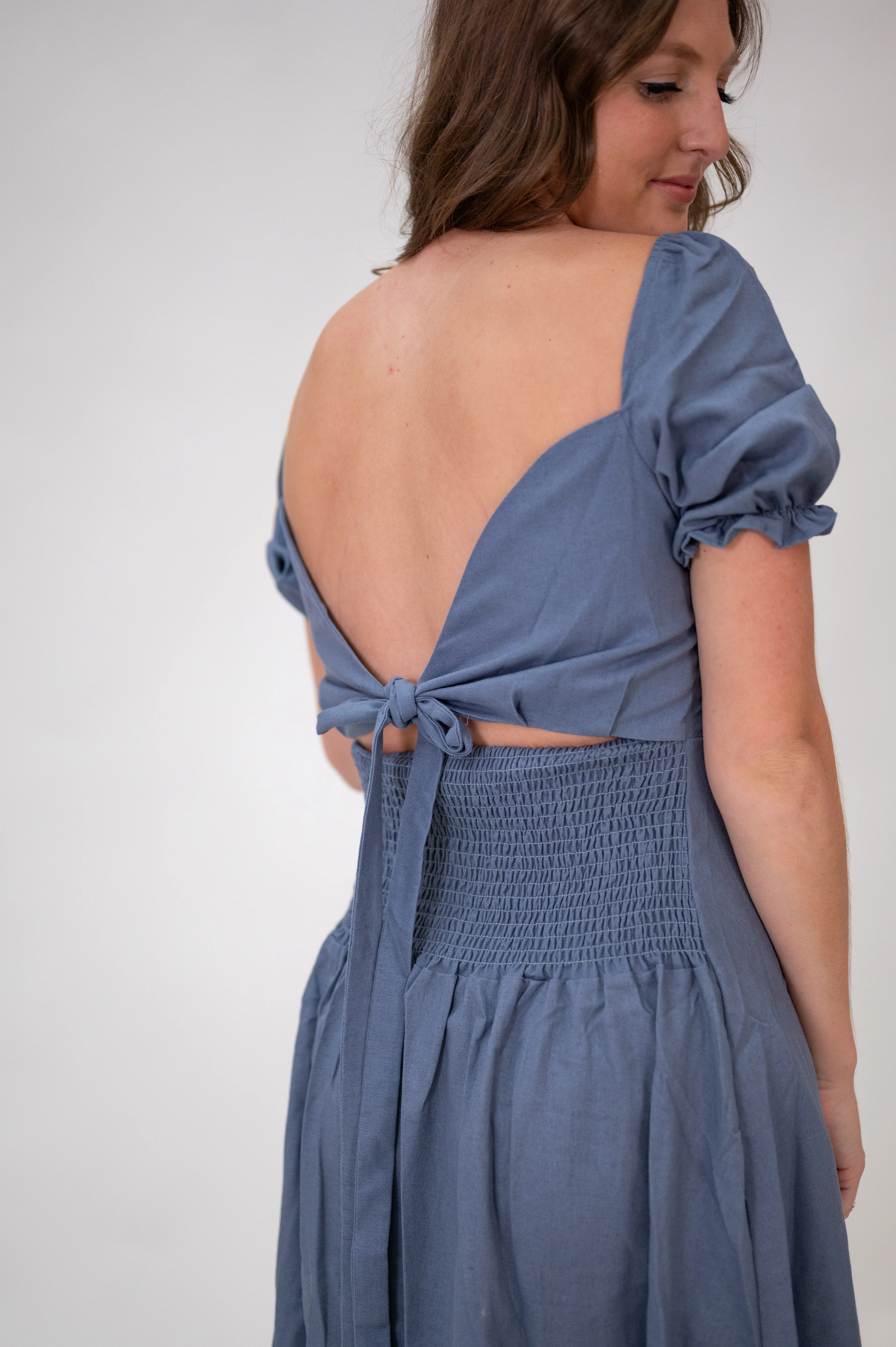 Selena Dress in Steel Blue - Image 3