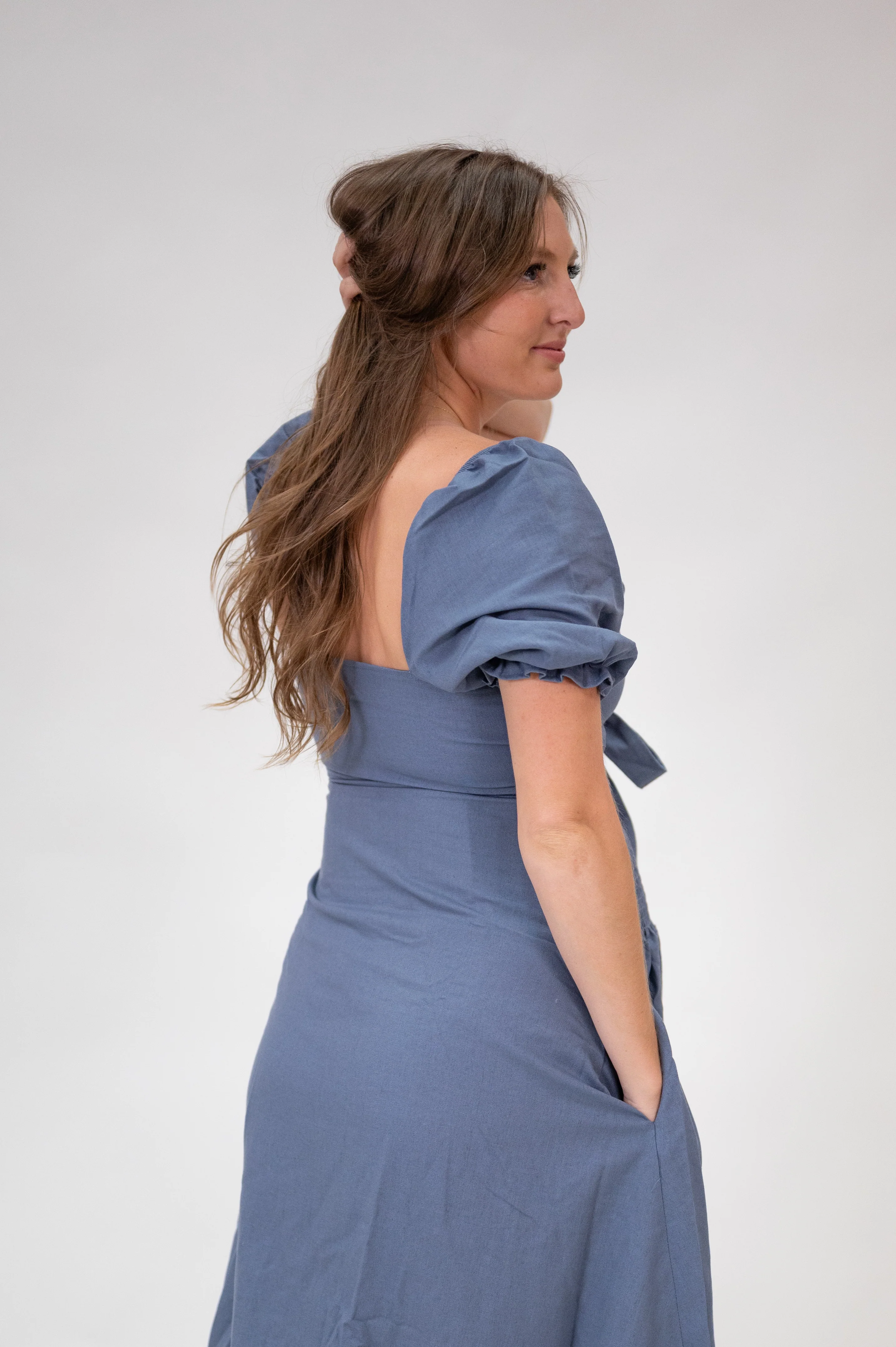 Selena Dress in Steel Blue - Image 5