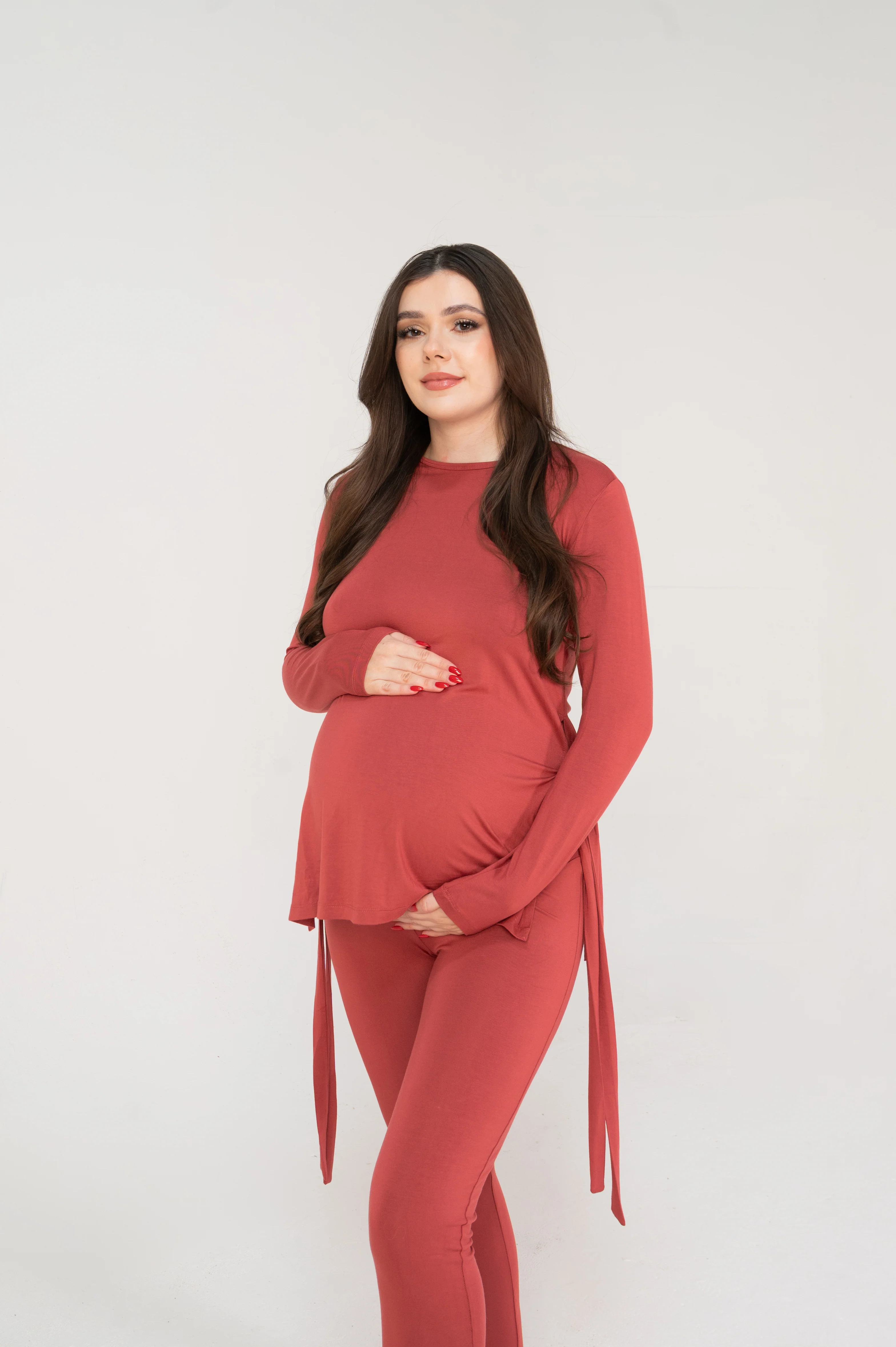 Yvonne Maternity Loungewear Set in Terracotta Rose - Image 7